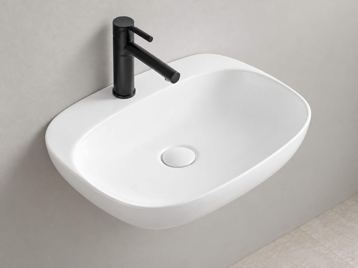 SANIKB SHY-3087A white wall-mounted ceramic basin