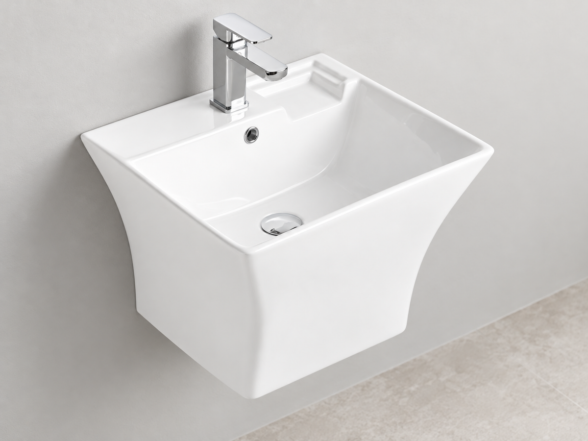 SANIKB SHY-3093 white wall-mounted ceramic basin