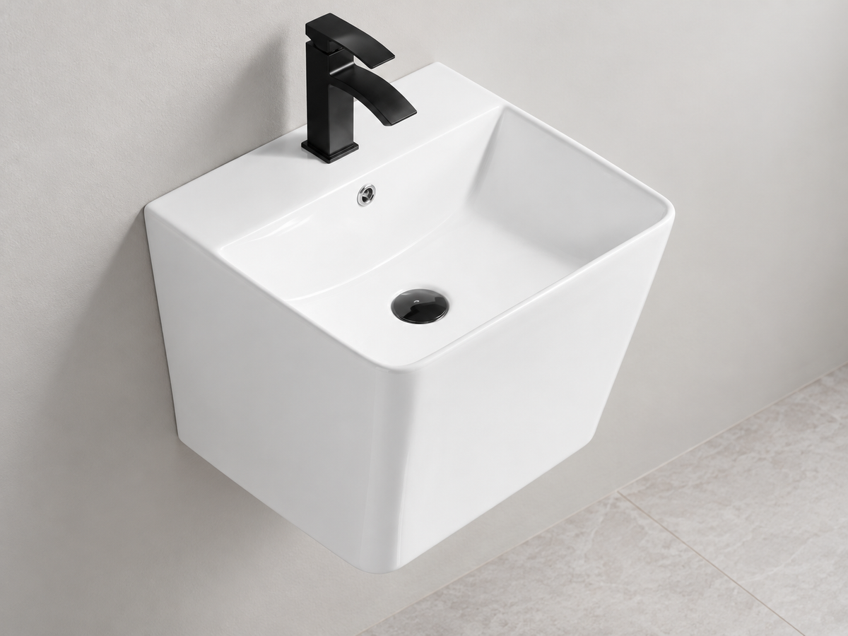 SANIKB SHY-3113A white wall-mounted ceramic basin