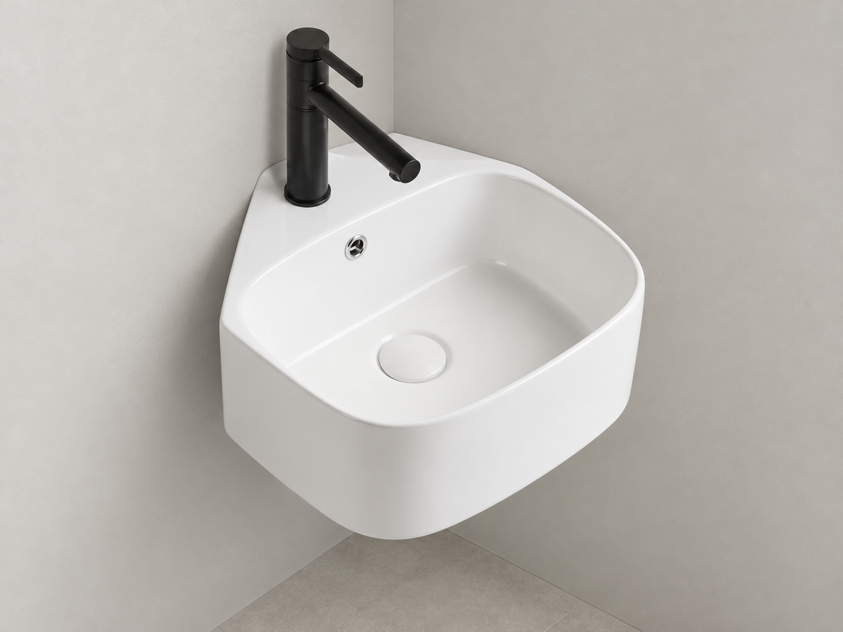 SANIKB SHY-3114 white wall-mounted ceramic basin