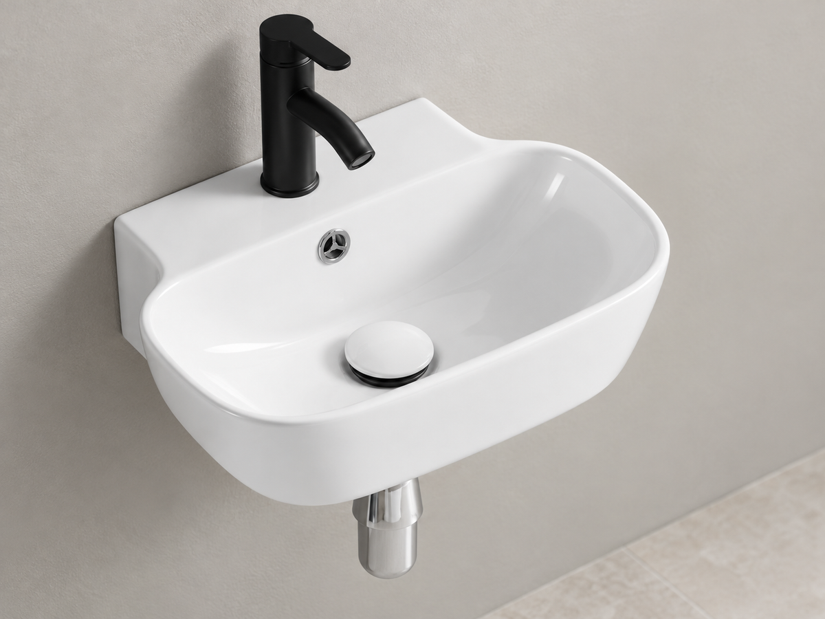 SANIKB SHY-3123 white wall-mounted ceramic basin