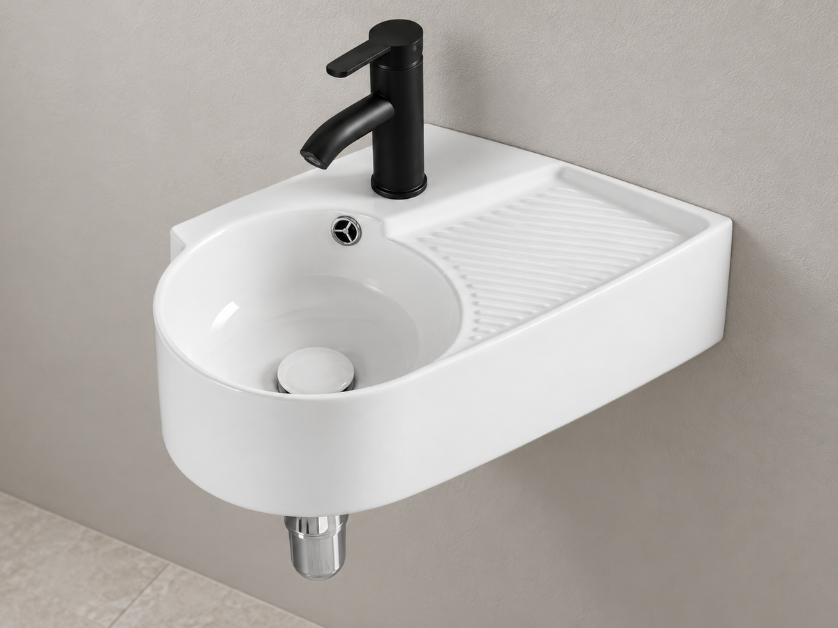 SANIKB SHY-3124 white wall-mounted ceramic basin