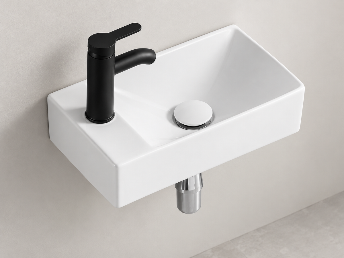 SANIKB SHY-3126R white wall-mounted ceramic basin