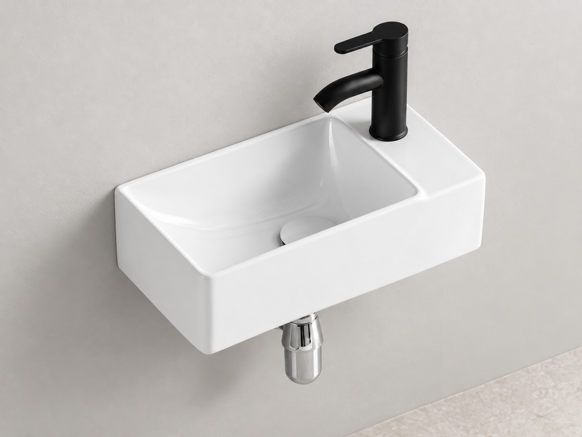 SANIKB SHY-3127L white wall-mounted ceramic basin