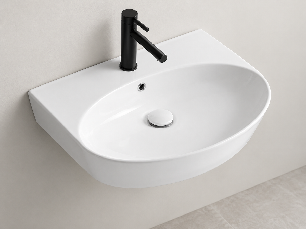 SANIKB SHY-3134B white wall-mounted ceramic basin