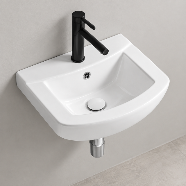Bow-Front Angular-Bowl Wall-Hung Basin