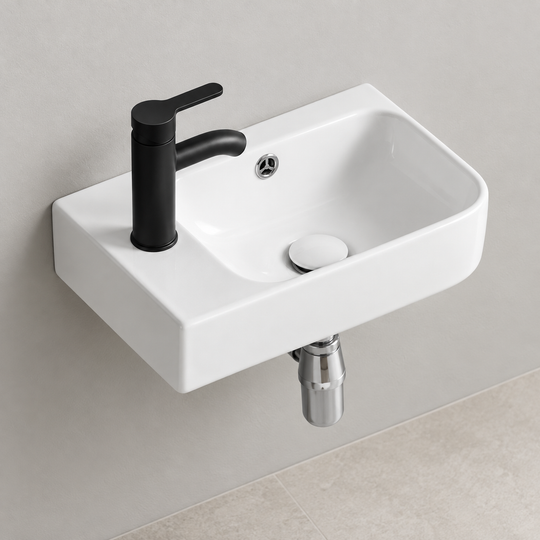 SANIKB SHY-3142R white wall-mounted ceramic basin