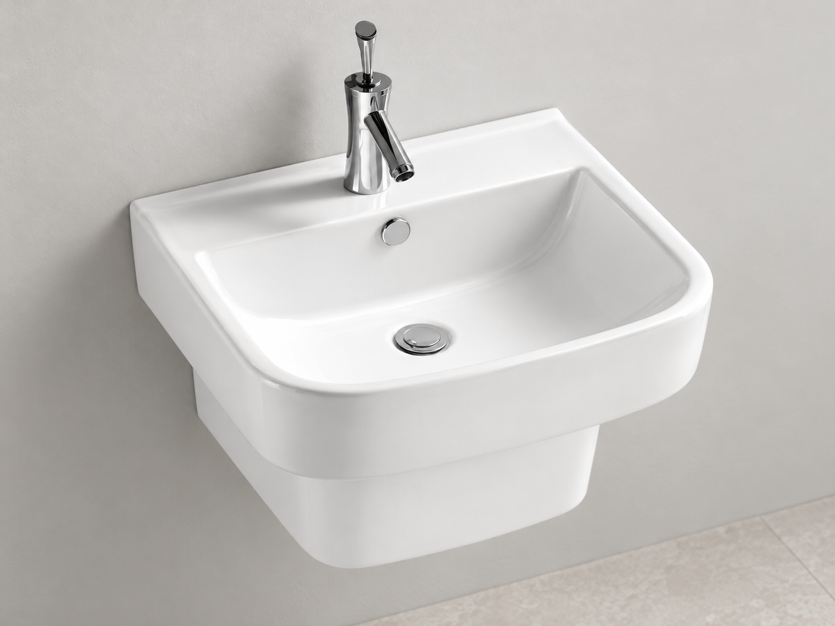 SANIKB SHY-5076 white wall-mounted ceramic basin
