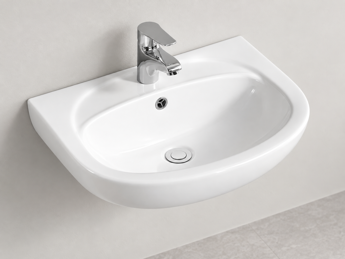 SANIKB SHY-5142 white wall-mounted ceramic basin