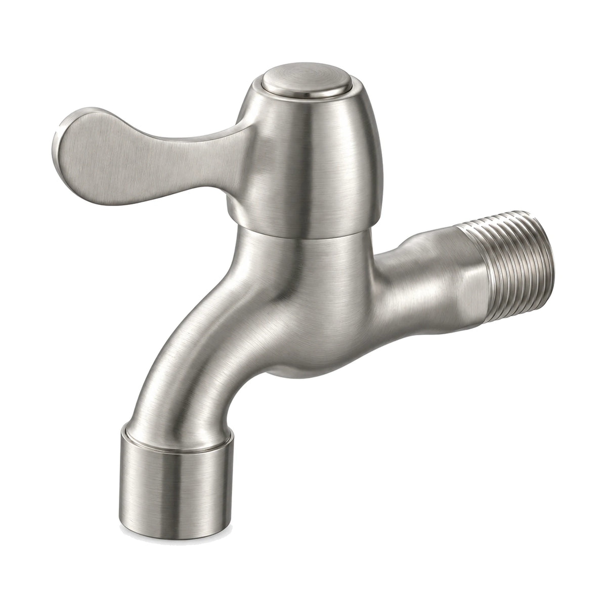 Chrome cold water wall tap with wing lever on domed cap and curved spout — SANIKB DL-02 213-NY