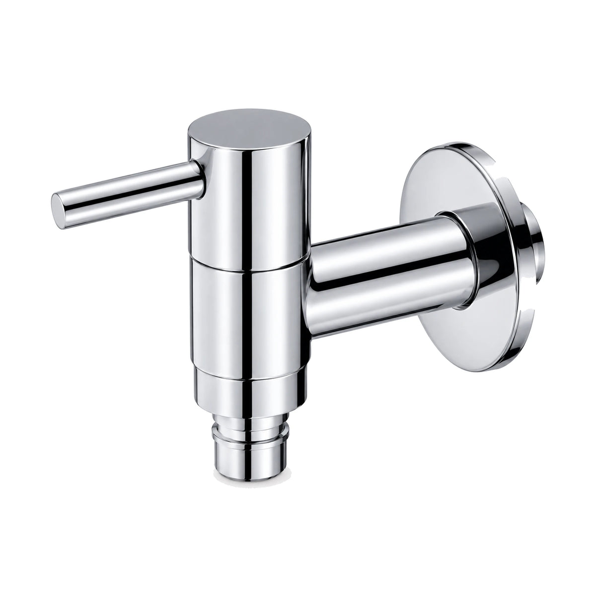 Chrome cold water wall tap with upright round body, pin lever and hose-nozzle outlet — SANIKB DL-02 207-CP