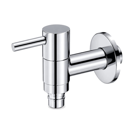 Chrome cold water wall tap with upright round body, pin lever and hose-nozzle outlet — SANIKB DL-02 207-CP