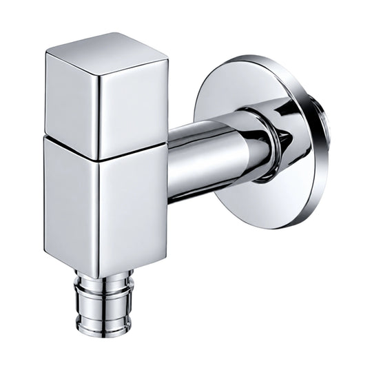 Square body cold water wall tap with square top knob, round wall flange and hose-nozzle outlet — SANIKB DL-02 209-CP