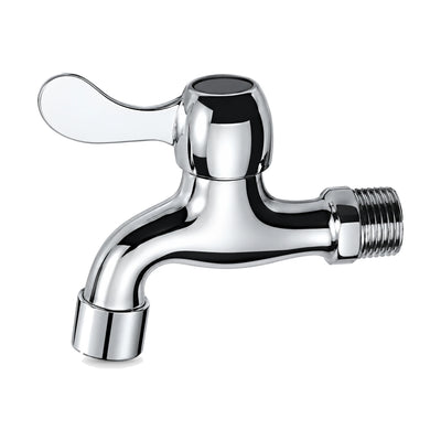 Chrome — Chrome cold water wall tap with wing lever on domed cap and curved spout — SANIKB DL-02 213-CP