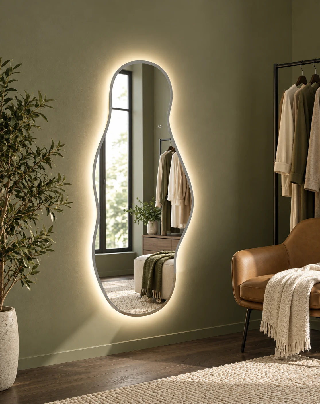 Wavy Full Length Backlit LED Mirror — full product view; MV