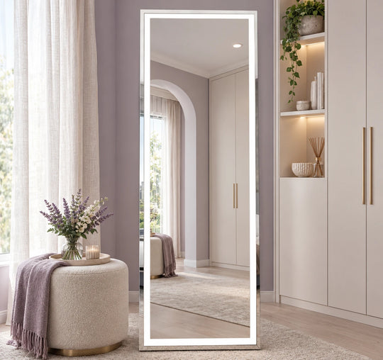Wide Border Full Length LED Mirror — full product view; F1