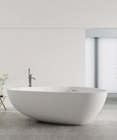 Wide Rim Oval Solid Surface Bathtub - XA-8839; complete factory model view