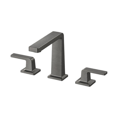 Gun metal grey widespread bathroom faucet with angular square spout and two flat levers on square bases — SANIKB B815 04 45 1